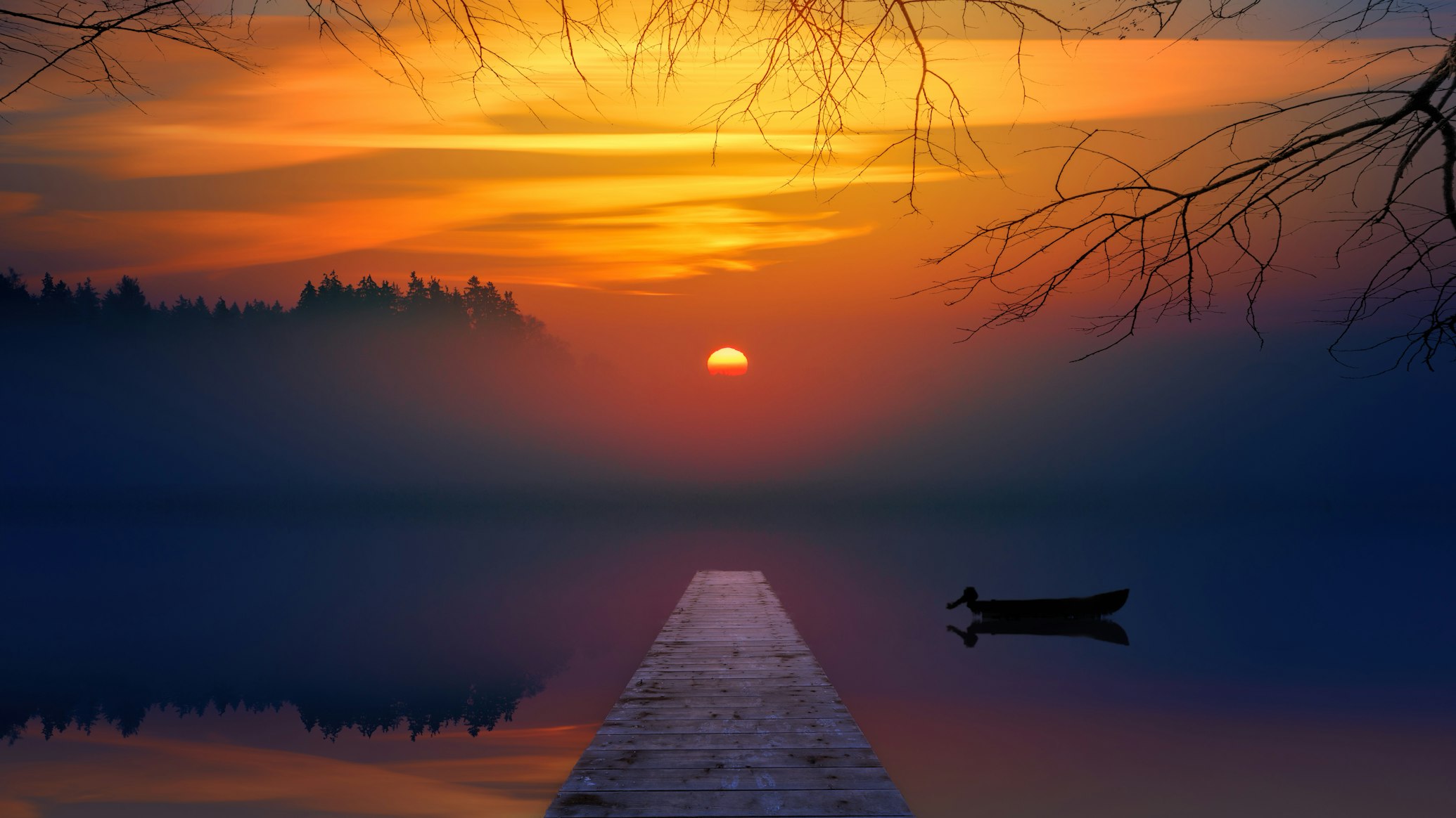 Warm sunrise over a peaceful landscape